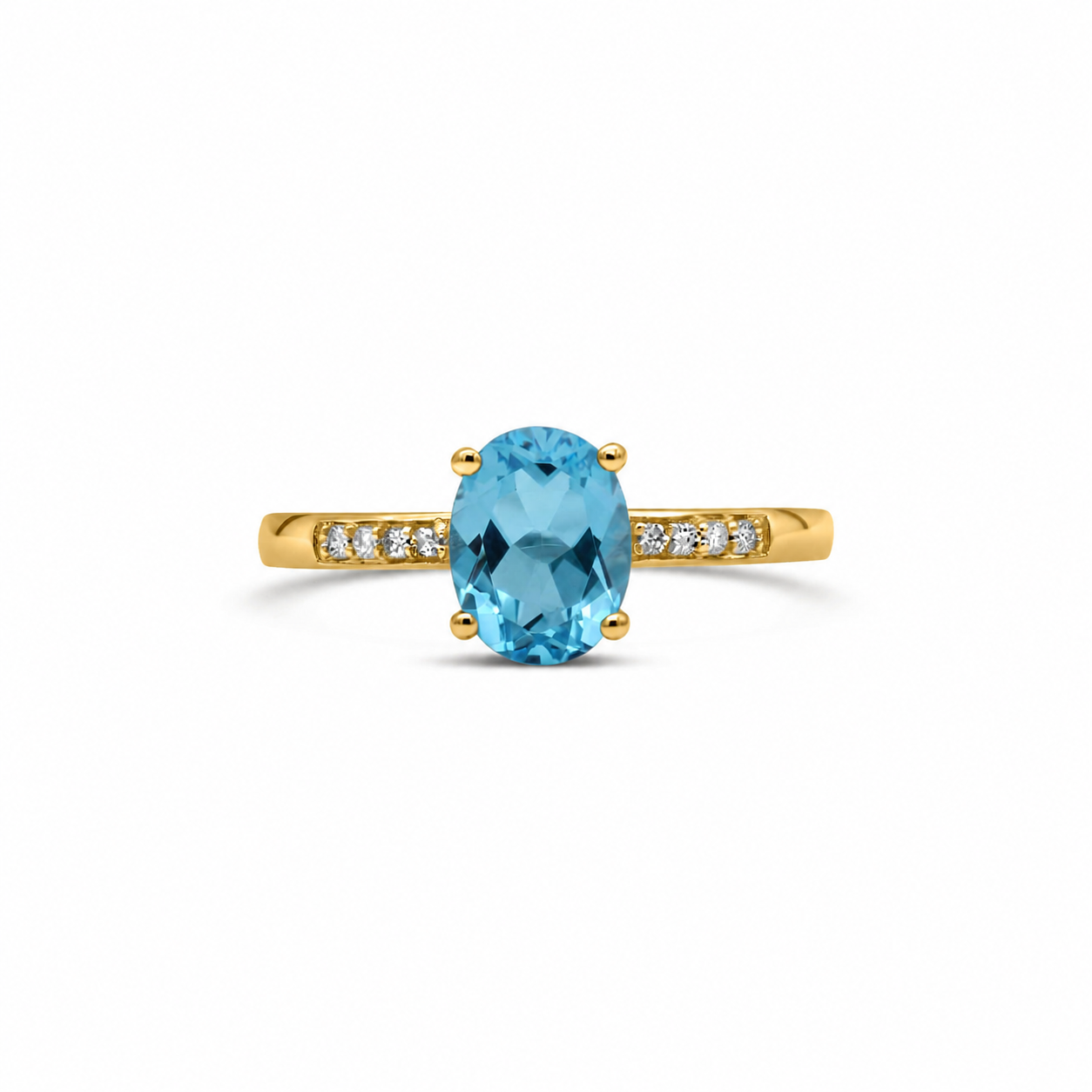 14K Yellow Gold - Blue Topaz