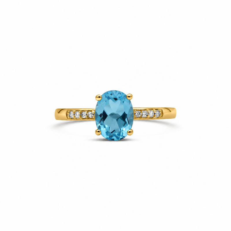 14K Yellow Gold - Blue Topaz