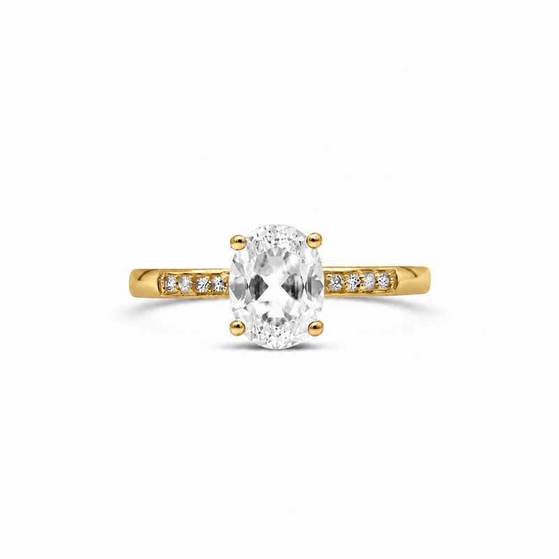 14K Yellow Gold - White Topaz
