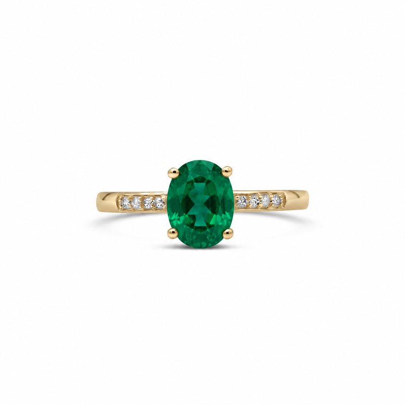 14K Yellow Gold - Emerald