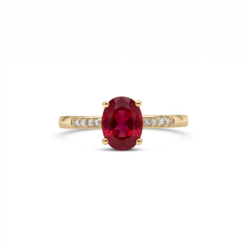 14K Yellow Gold - Ruby