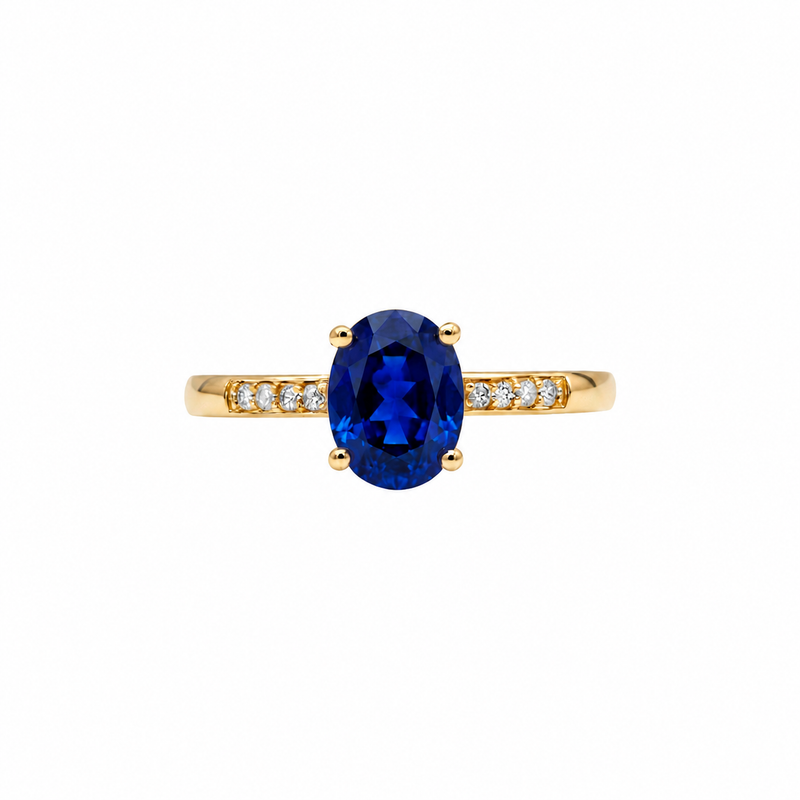 14K Yellow Gold - Sapphire