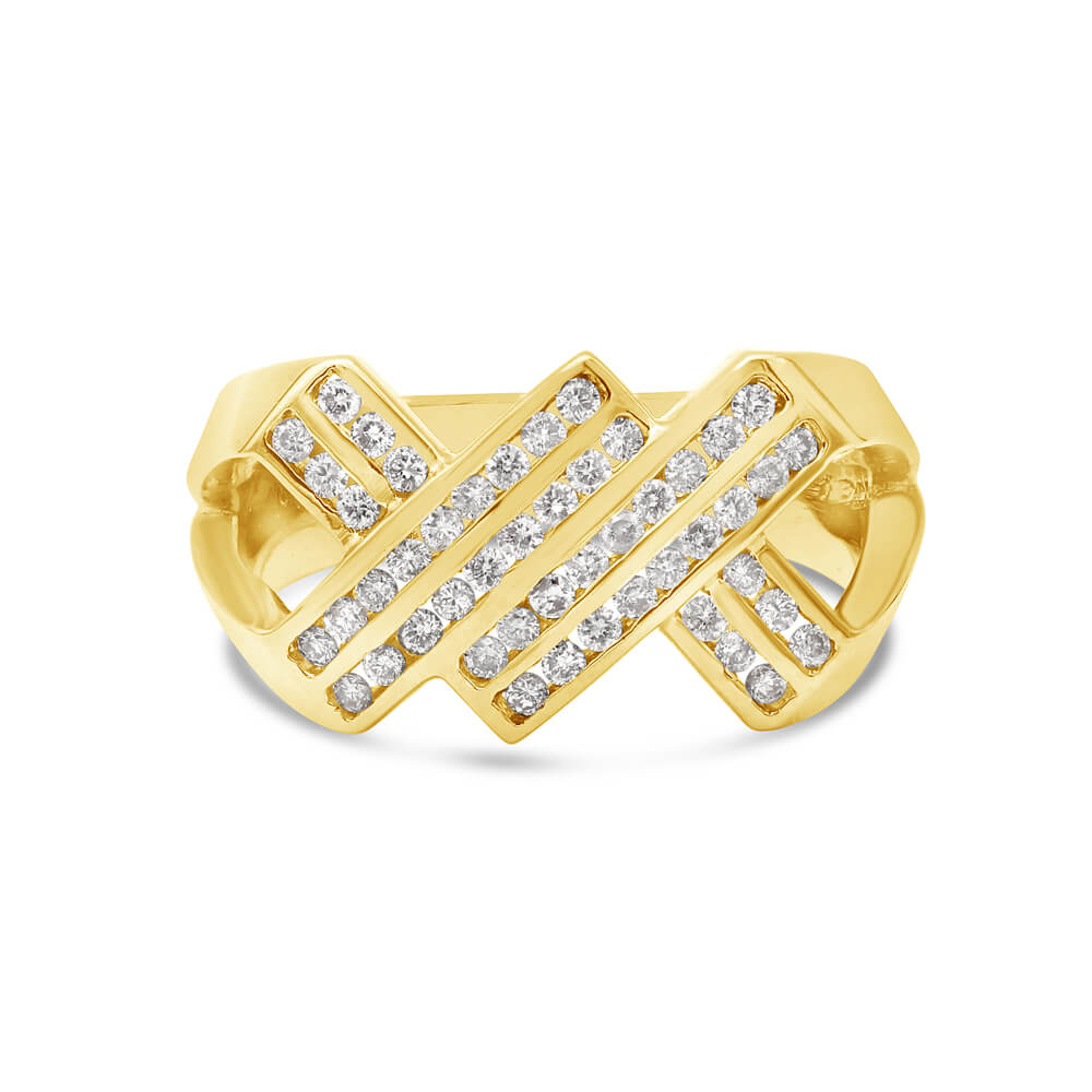 Men's X Princess Diamond Ring in Yellow Gold - Milano