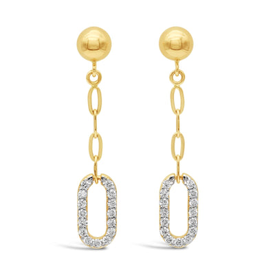 Diamond Paper Clip Drop Earring