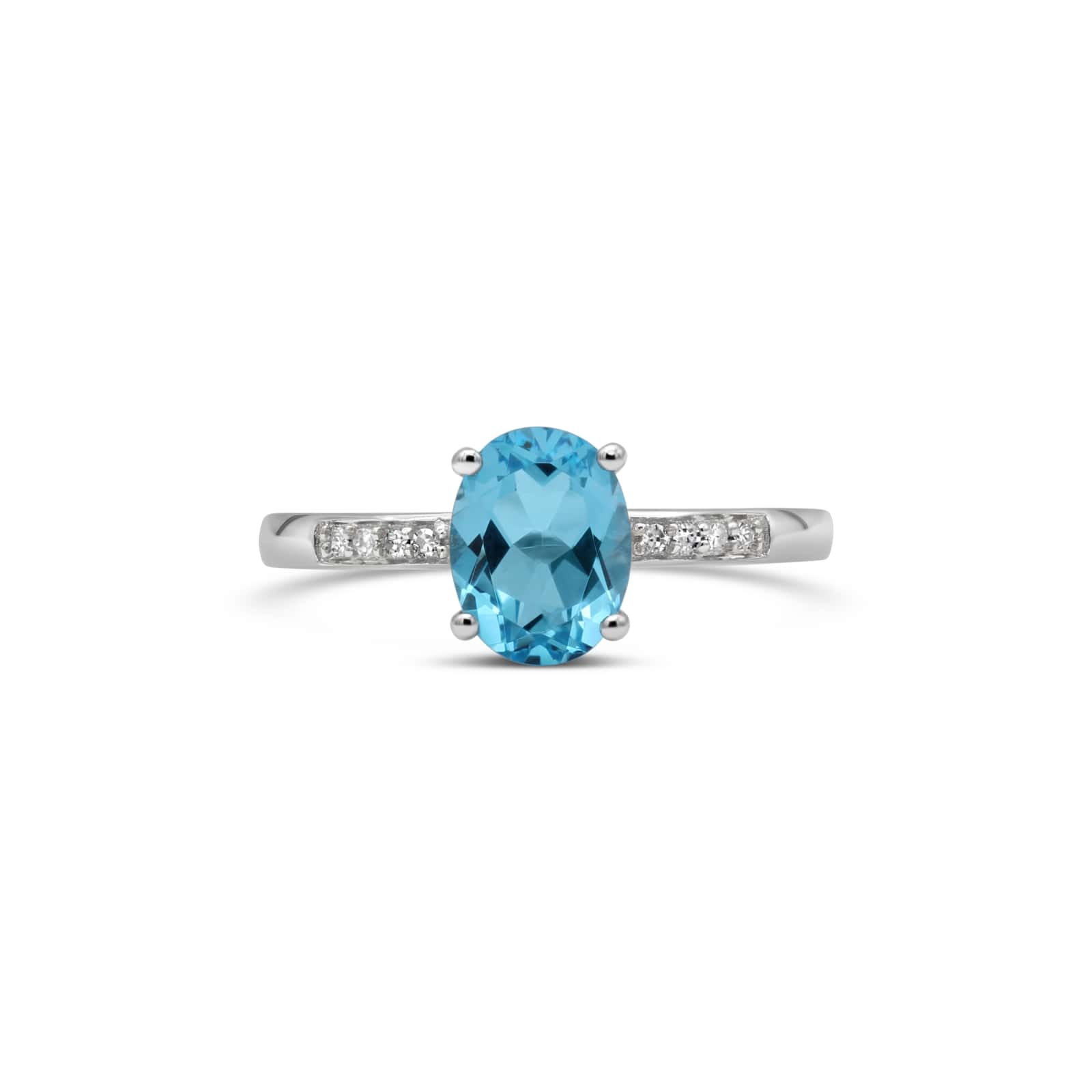 14K White Gold - Blue Topaz