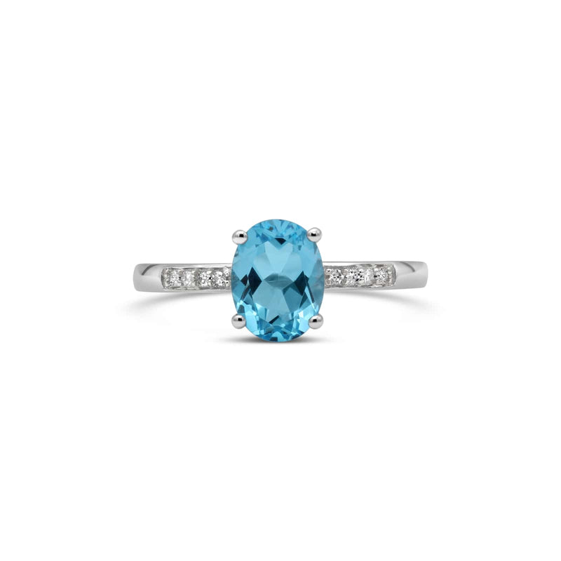 14K White Gold - Blue Topaz