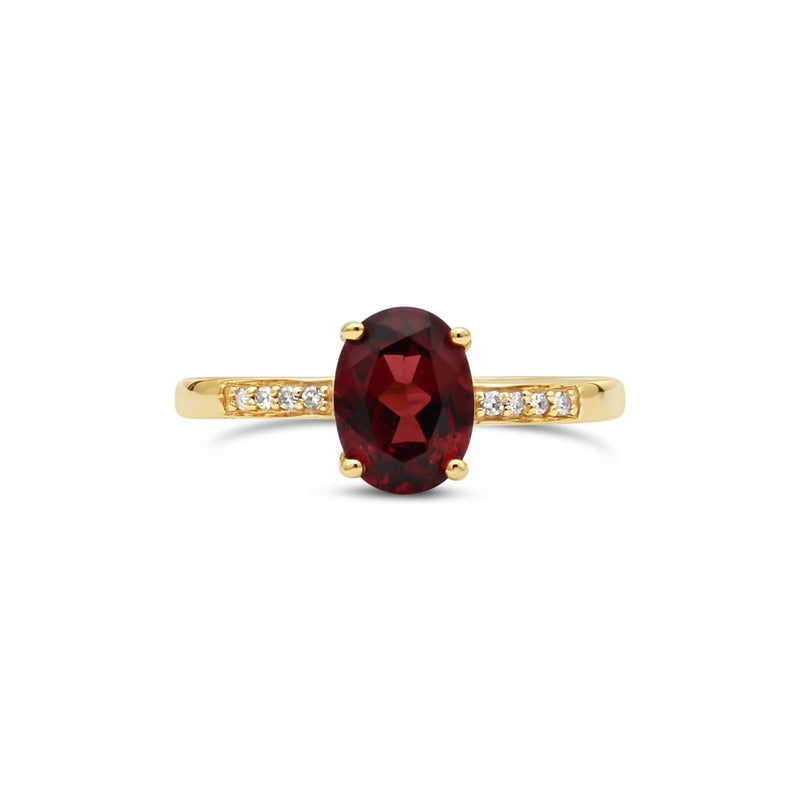 14K Yellow Gold - Garnet