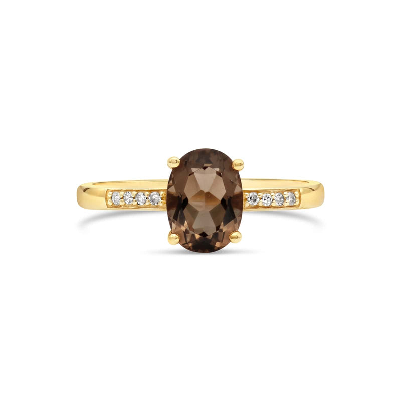 14K Yellow Gold - Smoky Quartz
